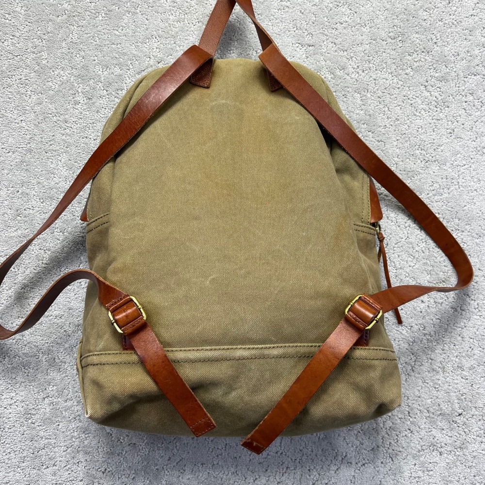 Madewell Charleston Backpack Khaki Green Canvas Leather Trim Rucksack Bag - Picture 9 of 16